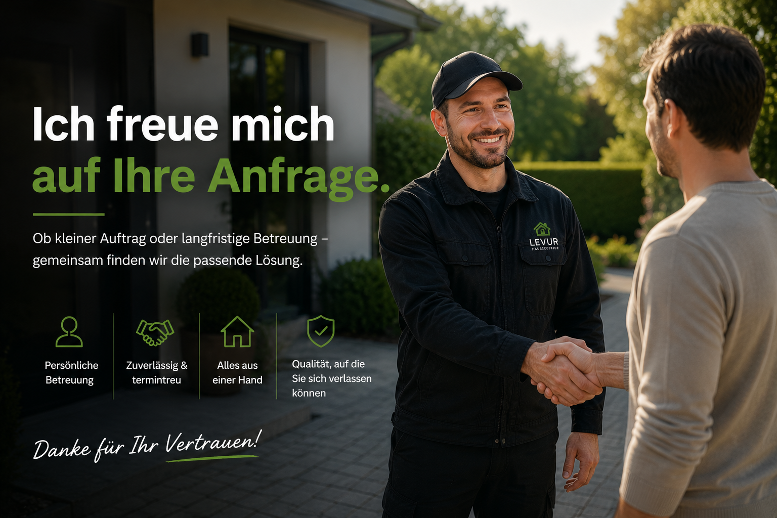 Persönliche Beratung & unverbindliches Angebot Persönliches Beratungsgespräch mit Levur Hausservice für Hausmeisterservice, Gartenpflege, Objektbetreuung in Bad Oeynhausen und Umgebung