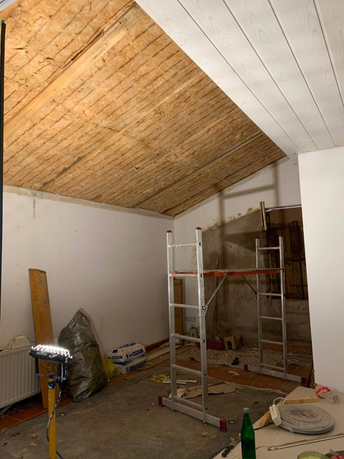 Deckendämmung im Rahmen einer Renovierung in Bad Oeynhausen.